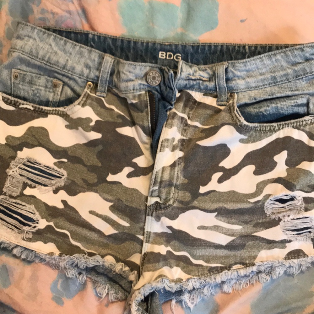 BDG Camo Denim Shorts